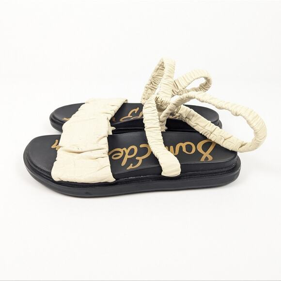 Sam Edelman Cream Velma Ruched Banded Ankle Strap Sandals Size 8.5 - Picture 5 of 10